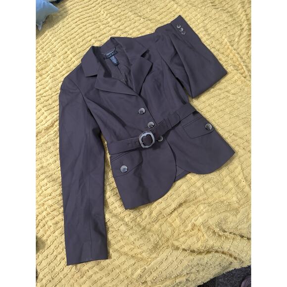 Women’s Laundry Chocolate Brown, Dark, Belted, Blazer Dress Jacket Size 6 - Picture 1 of 13